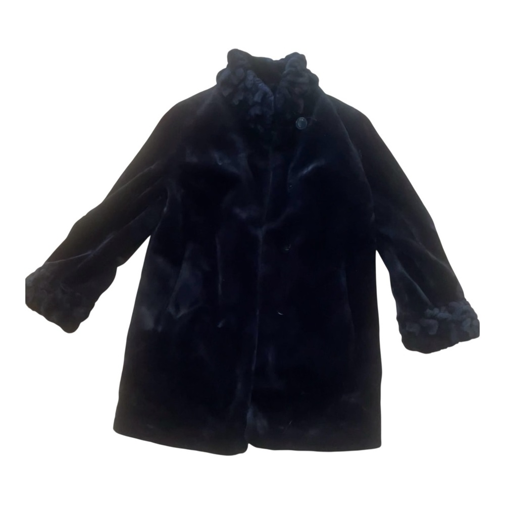 Fen-Nelli Elegant black faux fur winter coat women's size 8 super nice - Picture 7 of 13